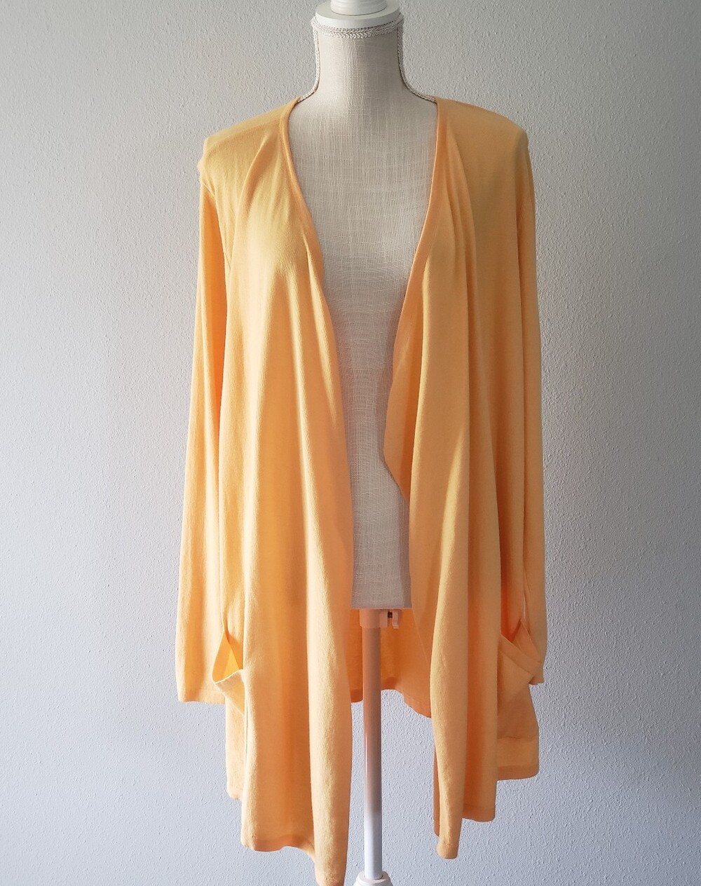 J. Jill Open Front Duster Cardigan Light orange 100% Cotton Womens Large Pockets